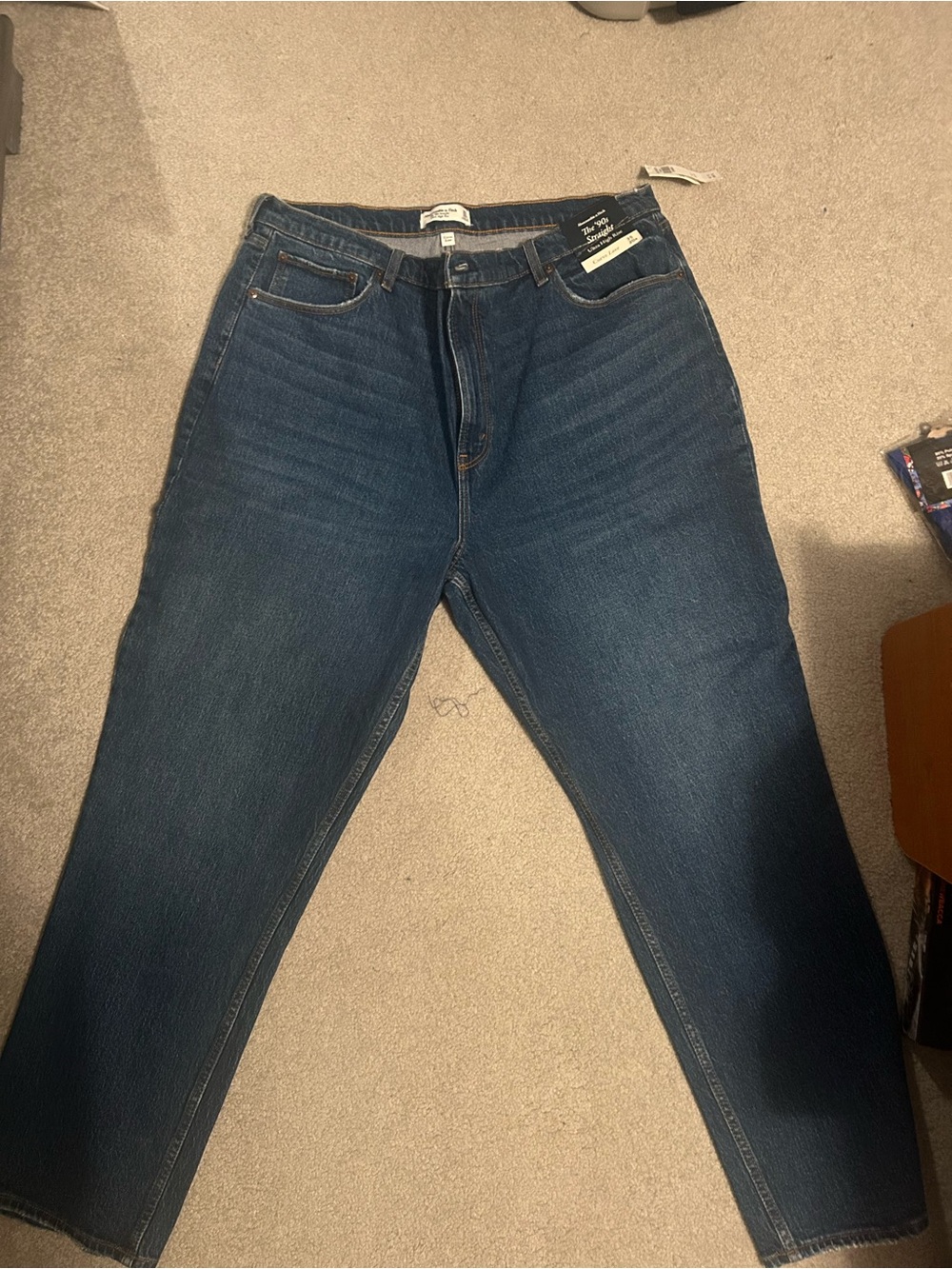 Abercrombie High Rise Straight Leg Dark Blue Jeans - Picture 1 of 5